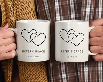 Gepersonaliseerde meneer en mevrouw koffiemokset, pasgetrouwd cadeau