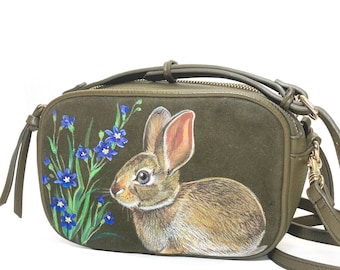 Cottontail Rabbit and Blue-Eyed Grass purse