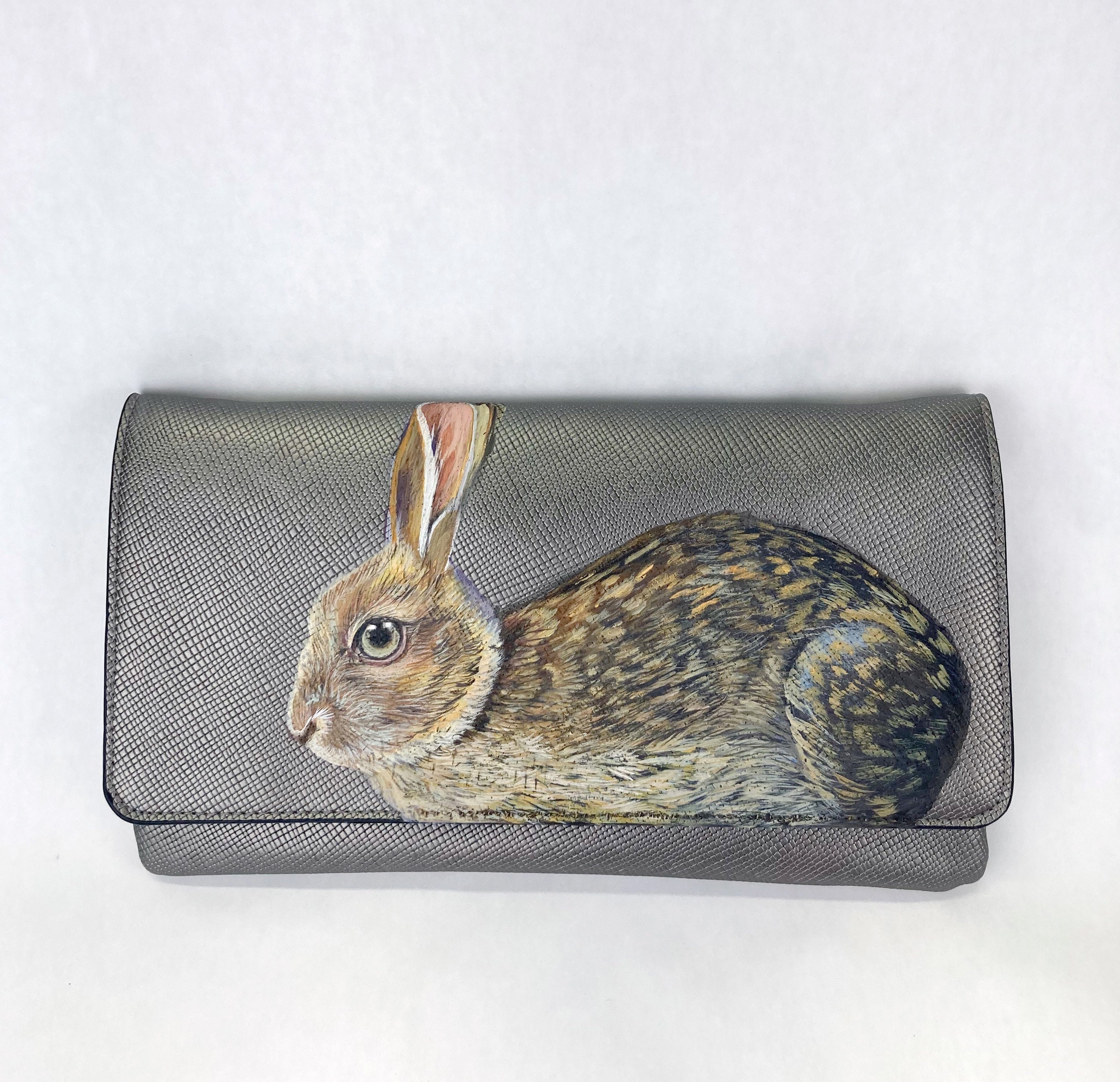 Resting Hare pewter clutch purse