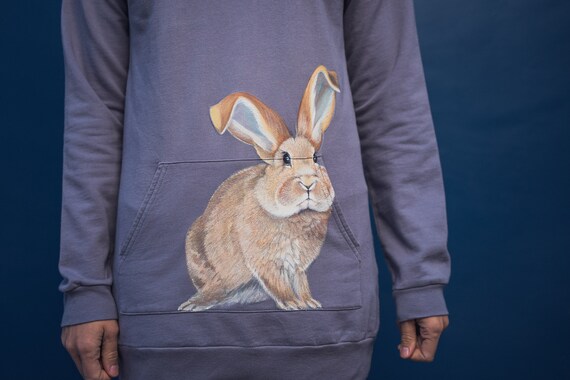 Face It Handpainted Bunny Hoodie Dress 