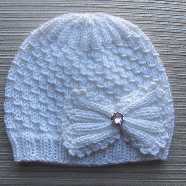 Knitting Pattern #98 Small Drops Stitch Hat for a Girl 12-18 months, 3-6 years