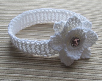 Knitting Pattern Instant Download  #142 White Headband with a Rose for a Baby Girl, Sport or DK Yarn