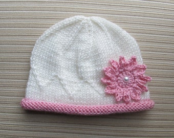 Knitting Pattern Hat Masha for a Baby Girl 0-3, 3-6 and 12