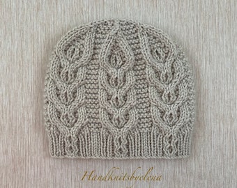 Knitting Pattern Instant Download #351 Hat with Fantasy Cables, Sizes 12 Months+, Child-Adult, Seamless, Medium Worsted/Aran Yarn