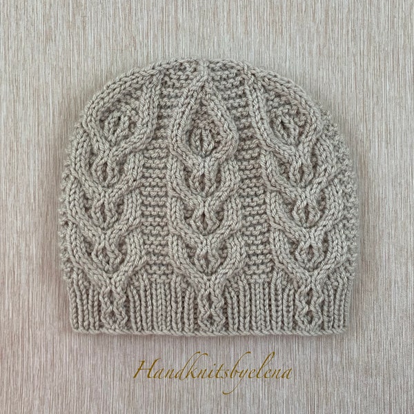 Knitting Pattern Instant Download #351 Hat with Fantasy Cables, Sizes 12 Months+, Child-Adult, Seamless, Medium Worsted/Aran Yarn