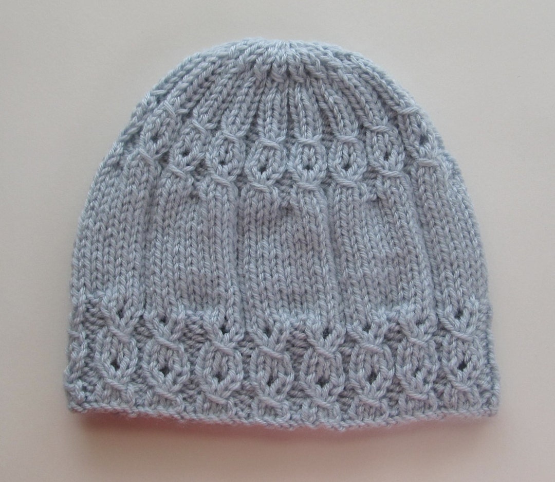 Knitting Pattern Instant Download #114 Blue Hat With Mock