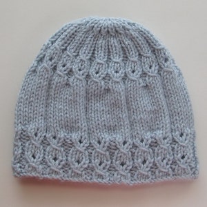 Knitting Pattern Instant Download 114 Blue Hat With Mock Cables One ...