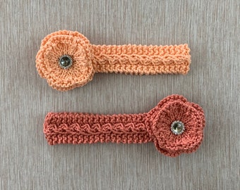 Knitting Pattern Instant Download #340 Headband with a Two Layer Flower, Sizes 0-12 months +, DK yarn