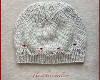 Knitting Pattern Instant Download #253 Hat "Bijou",  Sizes 3-6 Months, 6-12 Months, 1-3 Years, Child/Adult