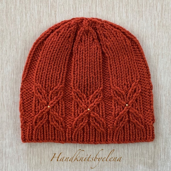 Knitting Pattern Instant Download #355 Hat with Large Butterflies, Sizes 2 Years+, Child-Adult, Seamless, Medium Worsted/Aran Yarn