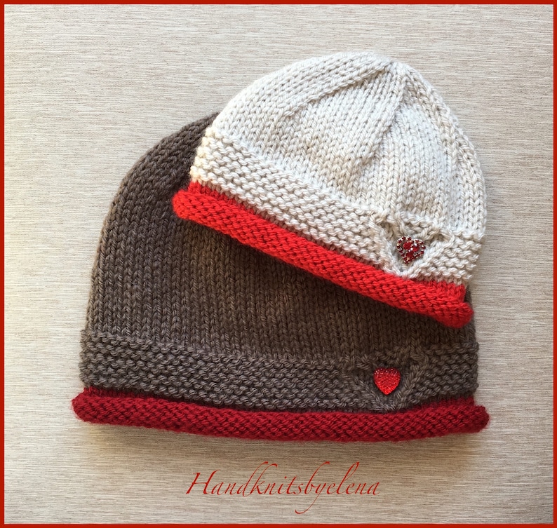 Instant Download Knitting Pattern 241 Hat Sweetheart, Sizes 3-6 Months, 1-3 Years and Child/Adult, Medium Worsted/Aran Yarn, Seamless image 1