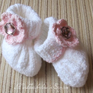 Knitting Pattern #30 Baby Girl Cotton Booties 0-3, 3-6 and 6-9 months