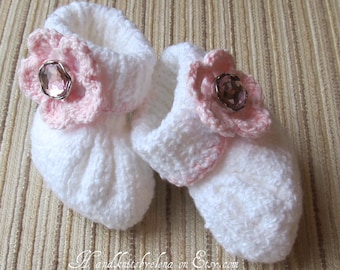 Knitting Pattern #30 Baby Girl Cotton Booties 0-3, 3-6 and 6-9 months