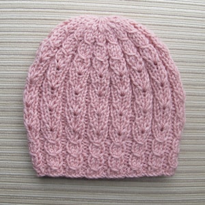 Knitting Pattern 162 Hat with Eyelet Braids, Size Child/Adult, Medium Worsted/Aran Yarn, Seamless image 1