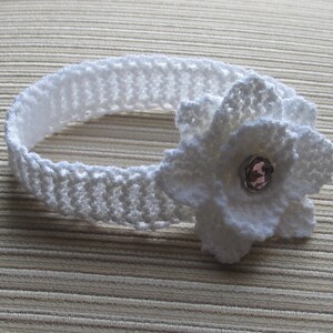 Knitting Pattern Instant Download 142 White Headband with a Rose for a Baby Girl, Sport or DK Yarn image 2