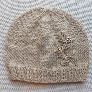 Instant Download Knitting Pattern #96 Hat with Lacy Leaves in Size Adult