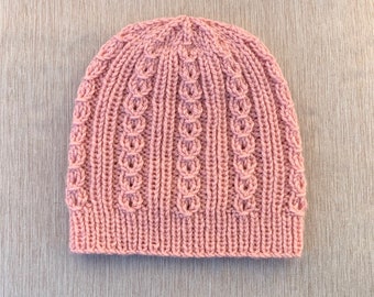 Knitting Pattern Instant Download #278 Hat with Small Eyelet Mock Cables,  6-12 Months, 2 Years +, Child/Adult,  Worsted/Aran Yarn, Seamless