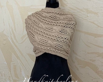 Knitting Pattern Instant Download #320 Infinity Scarf with Airy Cables, Medium Worsted/Aran Yarn