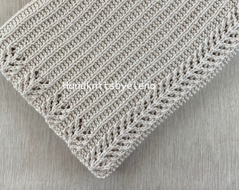 Knitting Pattern Instant Download #304 Baby Blanket with Lace Borders, Medium Worsted/Aran Yarn