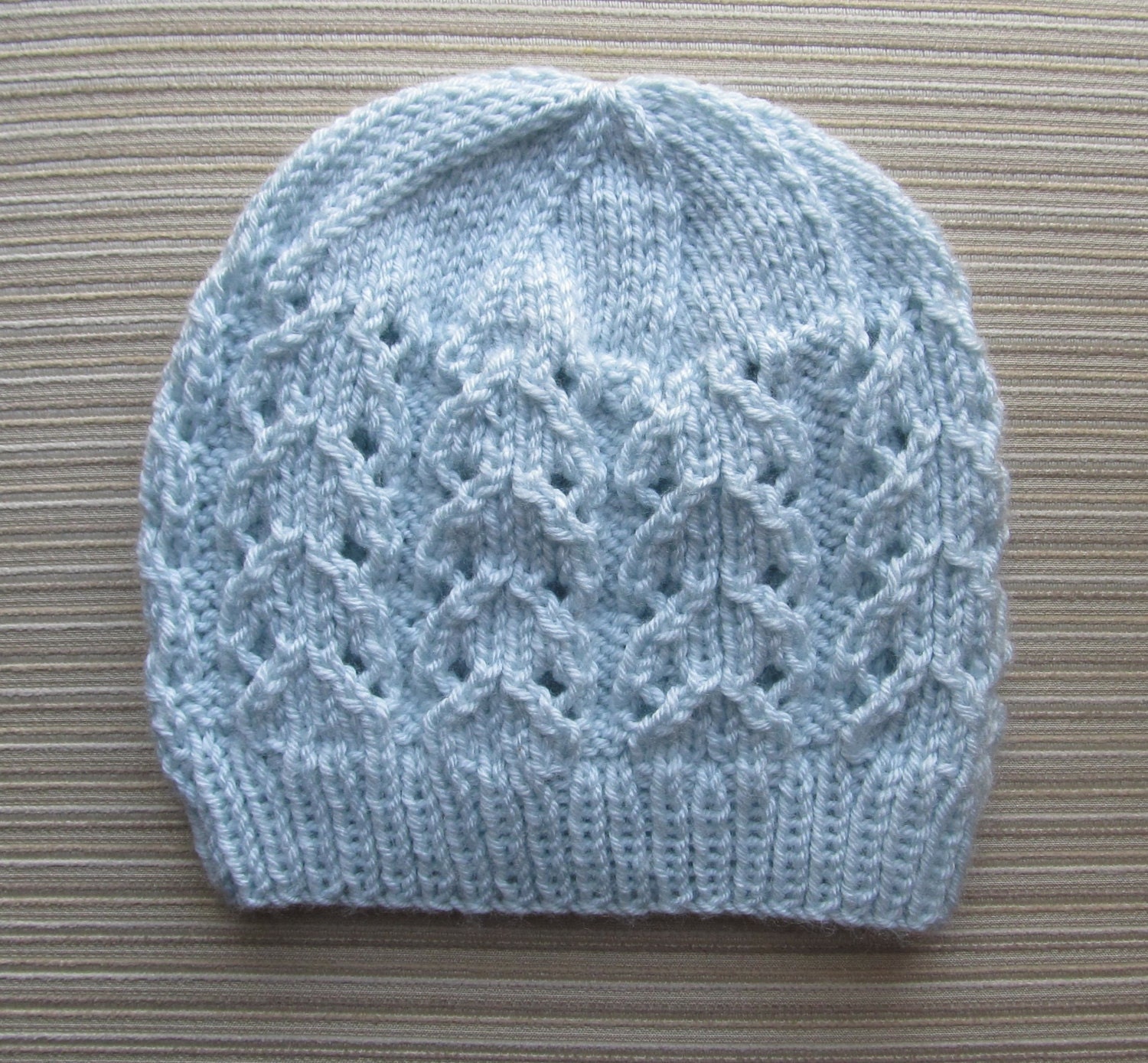 Knitting Pattern 150 Blue Hat With Lacy Columns for a Lady - Etsy