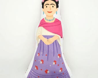 Frida Kahlo Stuffed Doll - Finished Sewn Sample