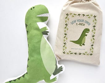 Dinosaur Sewing Kit, T-Rex Plush Cut and Sew Toy Fabric Panel, DIY Kids Sewing Craft