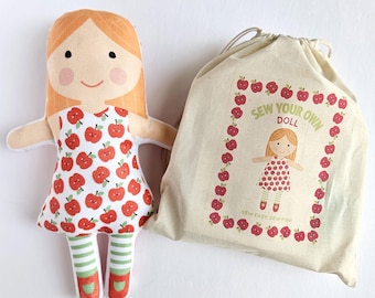 Custom Doll Making Kit for Kids, Beginner Sewing Doll Fabric Panel Pattern, Sew Your Own Doll Craft Kit, Easy DIY Doll