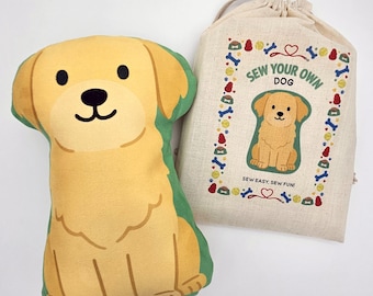 Sew Your Own Dog Sewing Craft Kit - Golden Retriever, Beginner Friendly for Kids & Adults