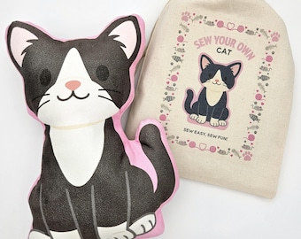 Sew Your Own Cat Sewing Craft Kit - Tuxedo Cat, Beginner Friendly for Kids & Adults