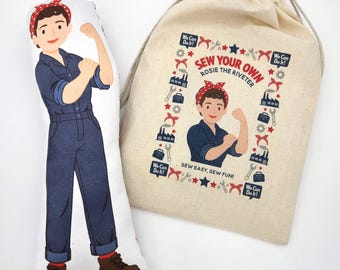 Sew Your Own Rosie the Riveter Doll Kit, Beginner Sewing Kit, Inspiring Women in History
