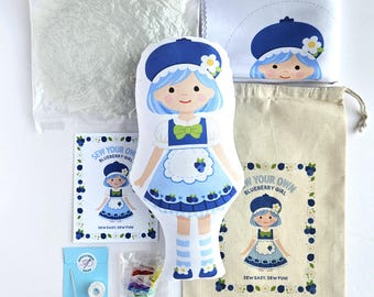 Blueberry Girl Doll Sewing Kit, Beginner-Friendly Craft for Kids