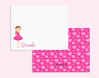 Custom Girls Portrait Note Cards | Custom Girl Flat Note Cards | Mini Me Stationery for Kids |Girls Stationery | Custom Kids | Look-Alike