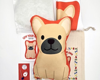 Sew Your Own Dog Craft Kit - French Bulldog, Beginner Friendly for Kids & Adults
