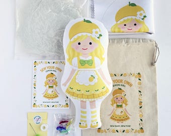 Lemon Girl Doll Sewing Kit, Beginner-Friendly Craft for Kids