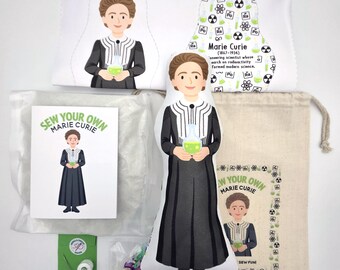 Sew Your Own Marie Curie Doll Kit, Women Who Changed the World, Beginner Sewing Kit, Women in History Doll Craft Kit