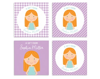 Girls Gift Tags - Personalized Gift Labels - Kids Gift Cards - Printed Tags for Kids - Enclosure Card - Party Favor Tags - Thank You Cards