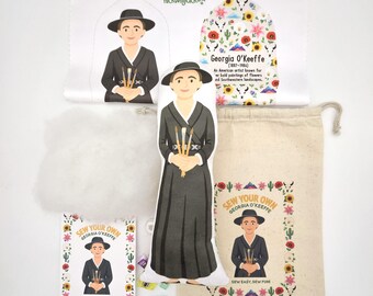 Sew Your Own Georgia O'Keeffe Doll Kit, Beginner Sewing Kit, Women in Art History