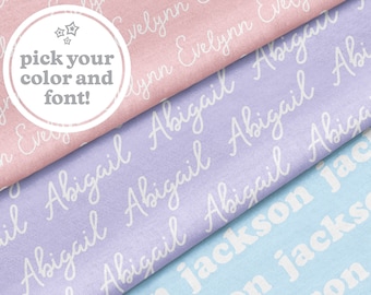 Custom Name Fabric -Pick Your Color and Font! Baby Name Fabric - Personalized Monogram Fabric