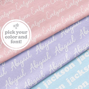 Custom Name Fabric -Pick Your Color and Font! Baby Name Fabric - Personalized Monogram Fabric