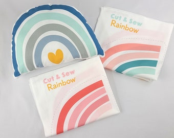 DIY Rainbow Cut and Sew Panel, Rainbow Fabric Panel, Rainbow Nursery Cushion, Rainbow Sewing Pattern, Soft Toy, Cut and Sew Rainbow