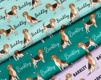 Personalized Beagle Fabric - Pick Your Color! Custom Beagle Fabric, Personalized Dog Fabric, Custom Dog Fabric, Pet Fabric, Pet Name Fabric