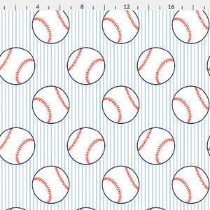 Baseball Fabric Fabric by the Yard or Fat Quarter Sports Fabric Quilting Cotton, Jersey, Minky Fabric, Organic Cotton, Pinstripes Medium