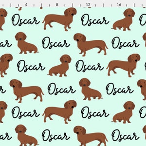 Personalized Dachshund Fabric by the Yard or Fat Quarter, Quilting Cotton, Jersey, Minky, Organic Cotton, Custom Dog Fabric image 8