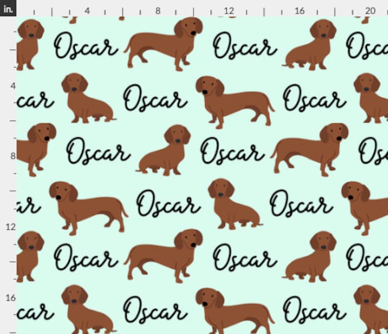 Personalized Dachshund Fabric by the Yard or Fat Quarter, Quilting Cotton, Jersey, Minky, Organic Cotton, Custom Dog Fabric image 8