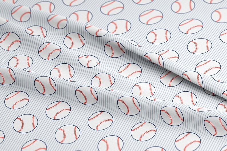 Baseball Fabric Fabric by the Yard or Fat Quarter Sports Fabric Quilting Cotton, Jersey, Minky Fabric, Organic Cotton, Pinstripes image 8