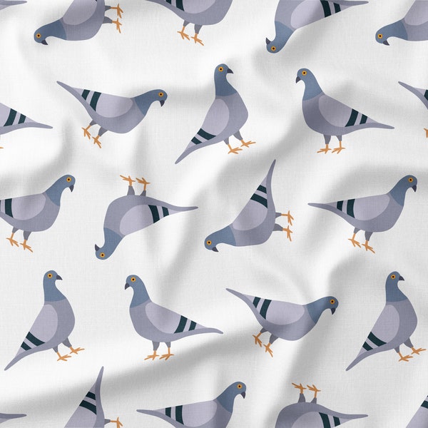 Pigeon Fabric by the Yard or Fat Quarter - Quilting Cotton, Jersey, Minky, Knit Fabirc, Organic Cotton Fabric - New York Pigeons