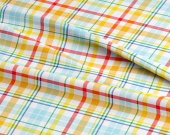 Rainbow Plaid Fabric by the Yard or Fat Quarter