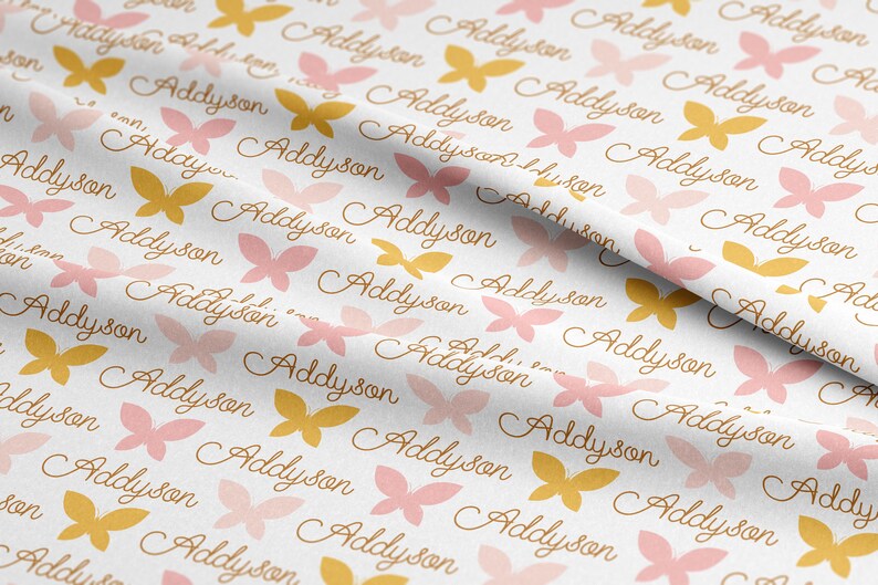 Personalized Butterfly Fabric by the Yard or Fat Quarter Custom Fabric Quilting Cotton, Jersey, Minky, Organic Cotton Pick Your Colors image 7