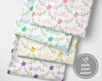 Personalized Floral Monogram Fabric by Yard or Fat Quarter, Floral Fabric, Custom Name Fabric, Flower Fabric, Custom Girls Fabric