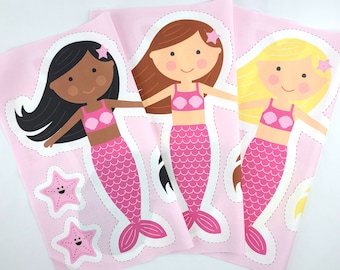 Cut and Sew Mermaid Doll Panel, Custom Mermaid Doll Fabric Panel, Make Your Own Doll, Doll Sewing Pattern, Personalized Doll, Black Doll